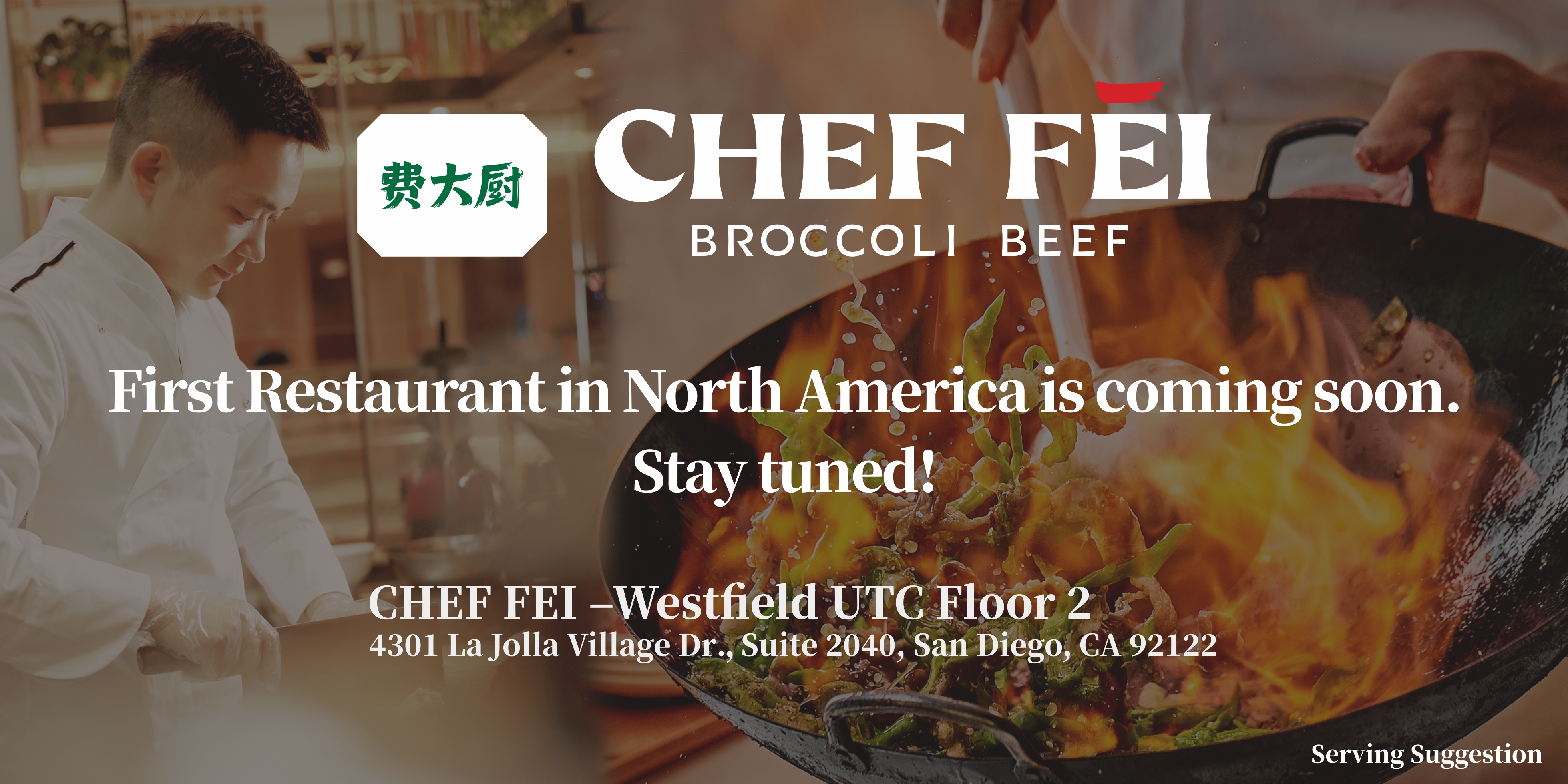 First Restaurant in North America is coming soon
Stay tuned
Chef Fei –Westfield UTC Floor 2
4301 La Jolla Village Dr., Suite 2040, San Diego, CA 92122